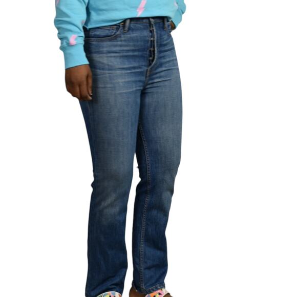 The Great Straight A Jeans Blue Button Fly High Waist Premium Denim Size 25 - Picture 6 of 14